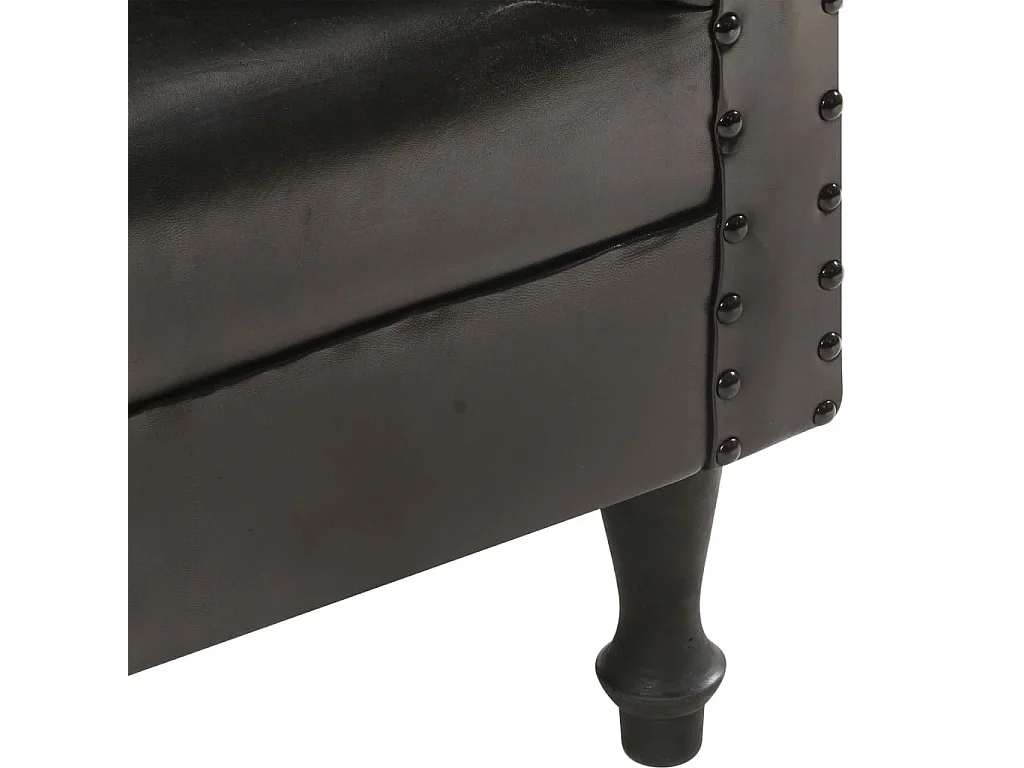 Kuipstoel echt leer zwart