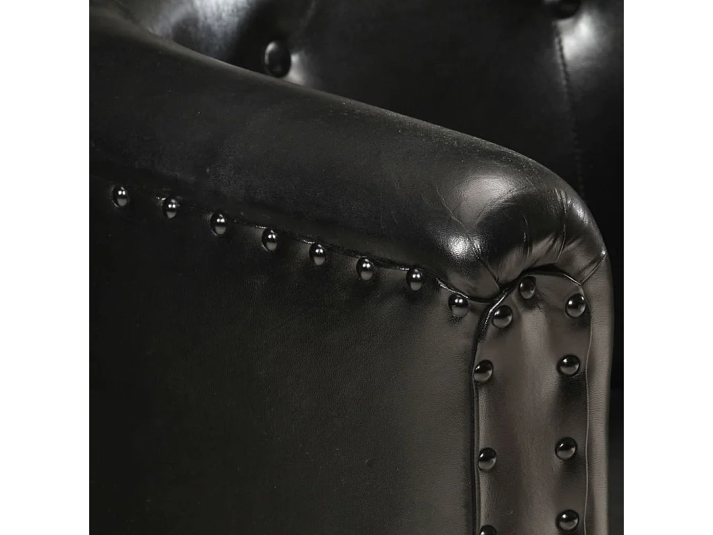 Kuipstoel echt leer zwart