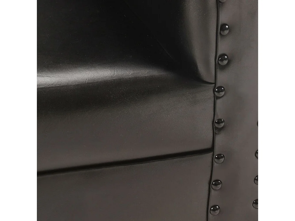 Kuipstoel echt leer zwart