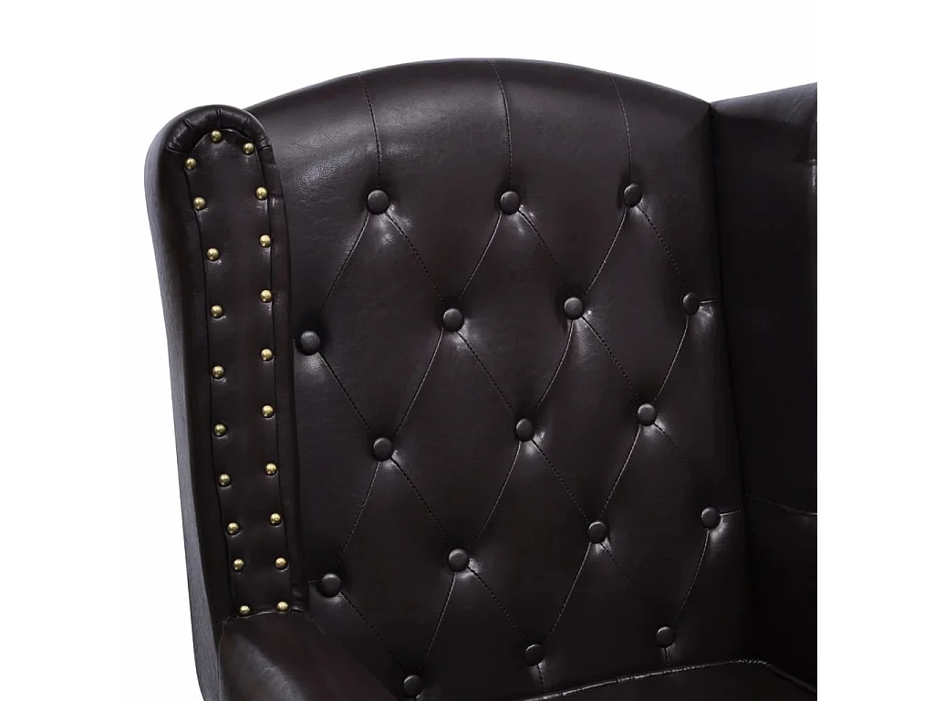 Fauteuil met voetenbankje kunstleer donkerbruin