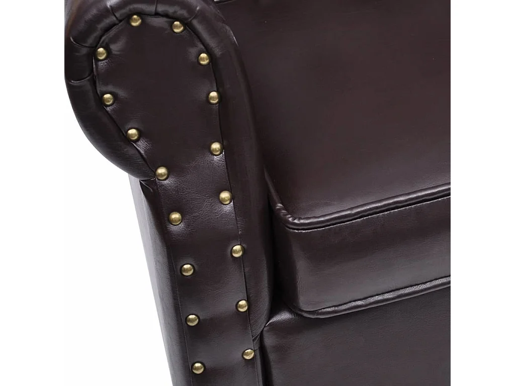 Fauteuil met voetenbankje kunstleer donkerbruin