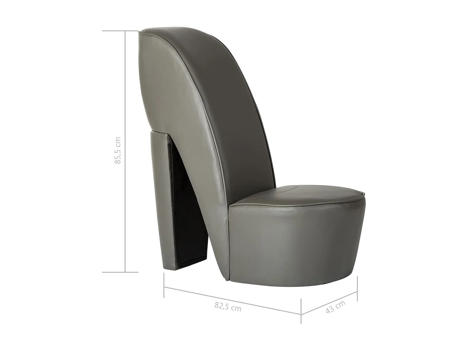 Fauteuil en forme de chaussure à talon haut Gris Similicuir