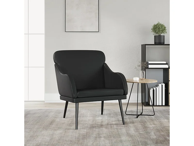 Cadeira com apoio de braços 63x76x80 cm couro artificial preto