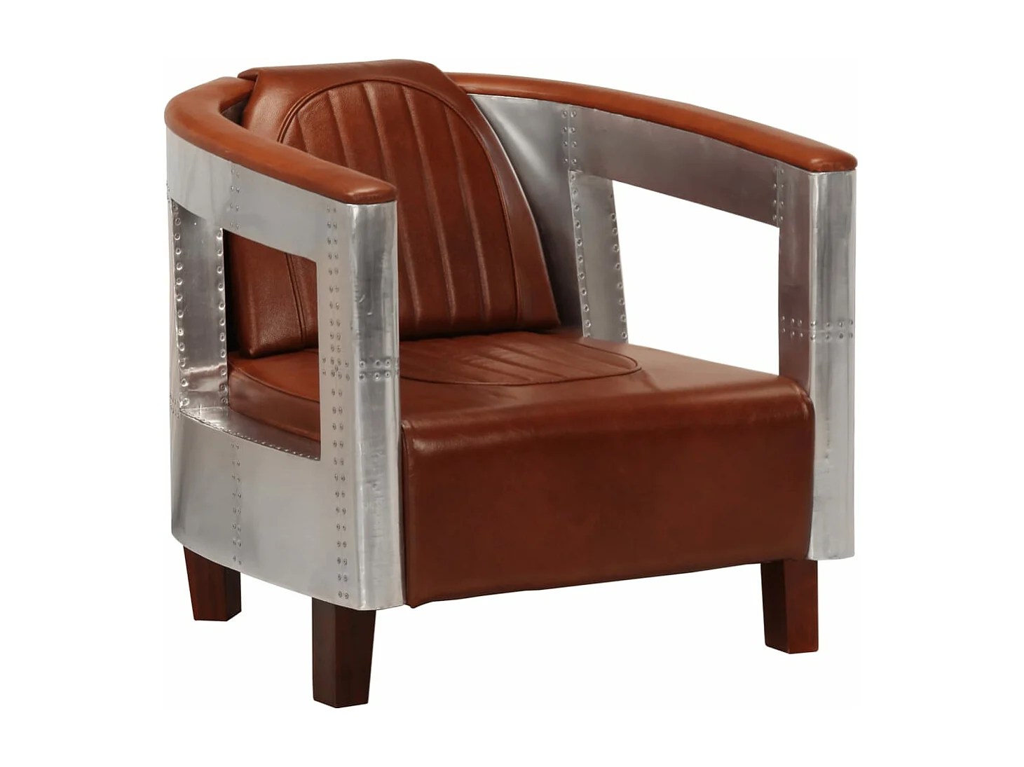 Fauteuil en style d'aviation Marron Cuir véritable