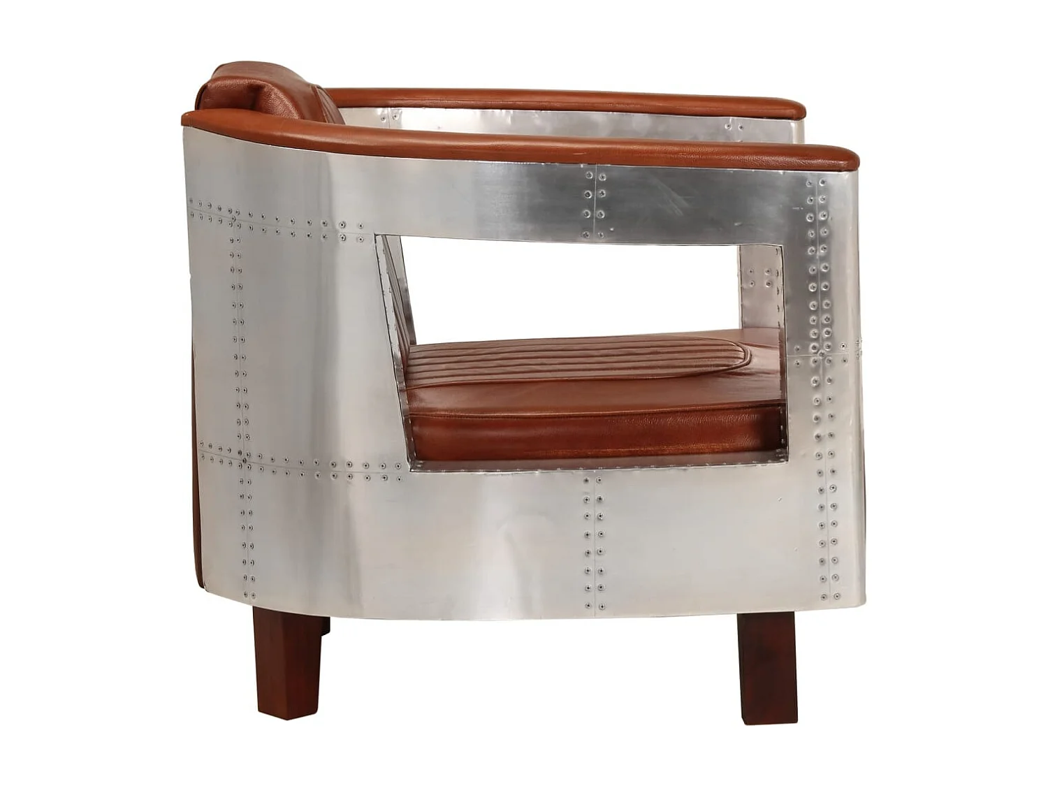 Fauteuil en style d'aviation Marron Cuir véritable