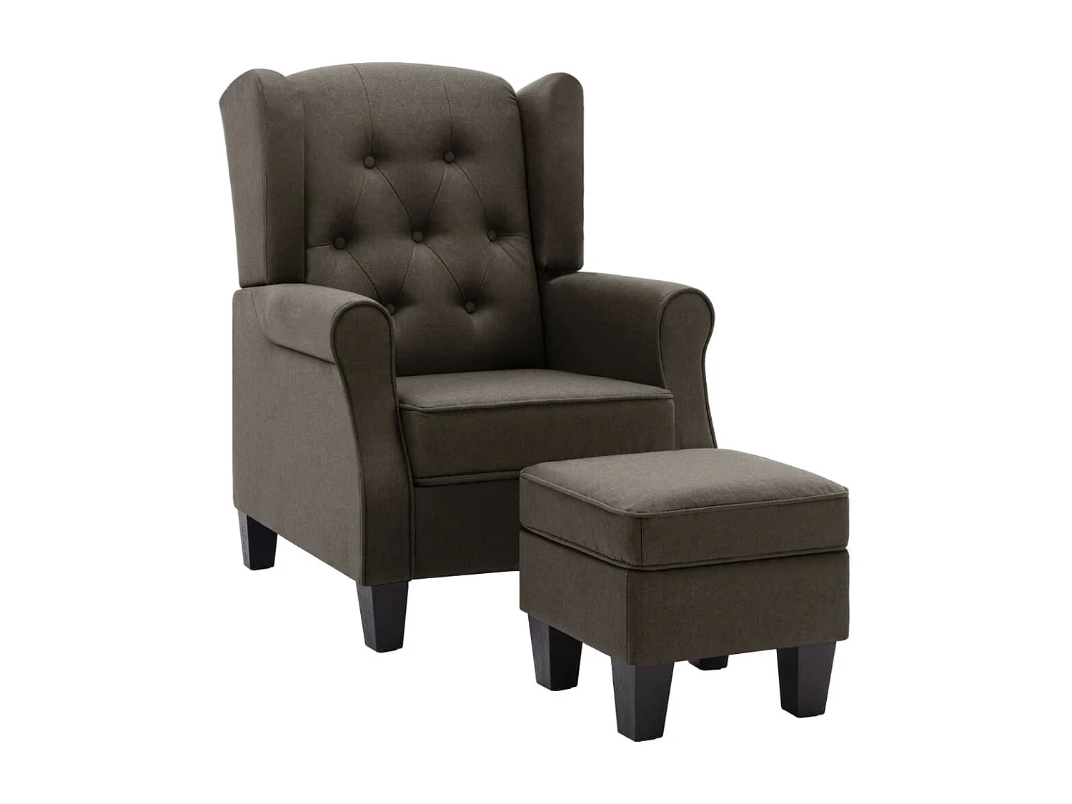 Fauteuil met voetenbankje stof taupe