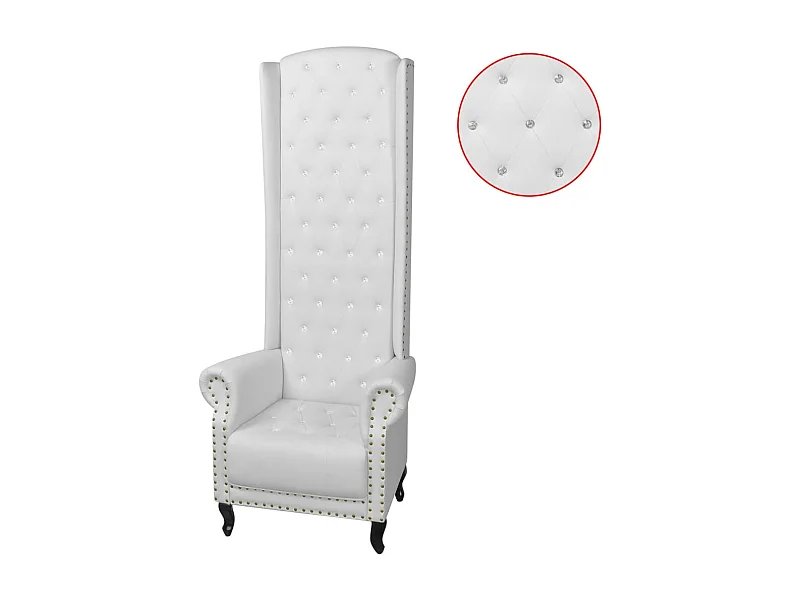 Poltrona de costas altas couro artificial branco