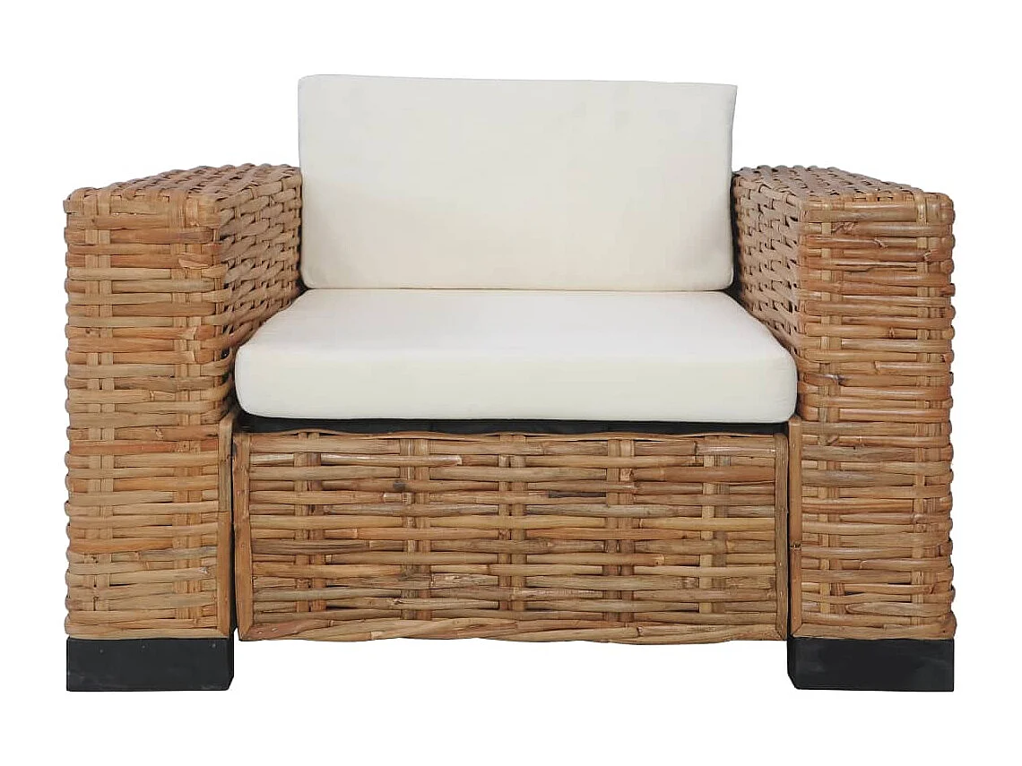 Fauteuil avec coussins Rotin naturel