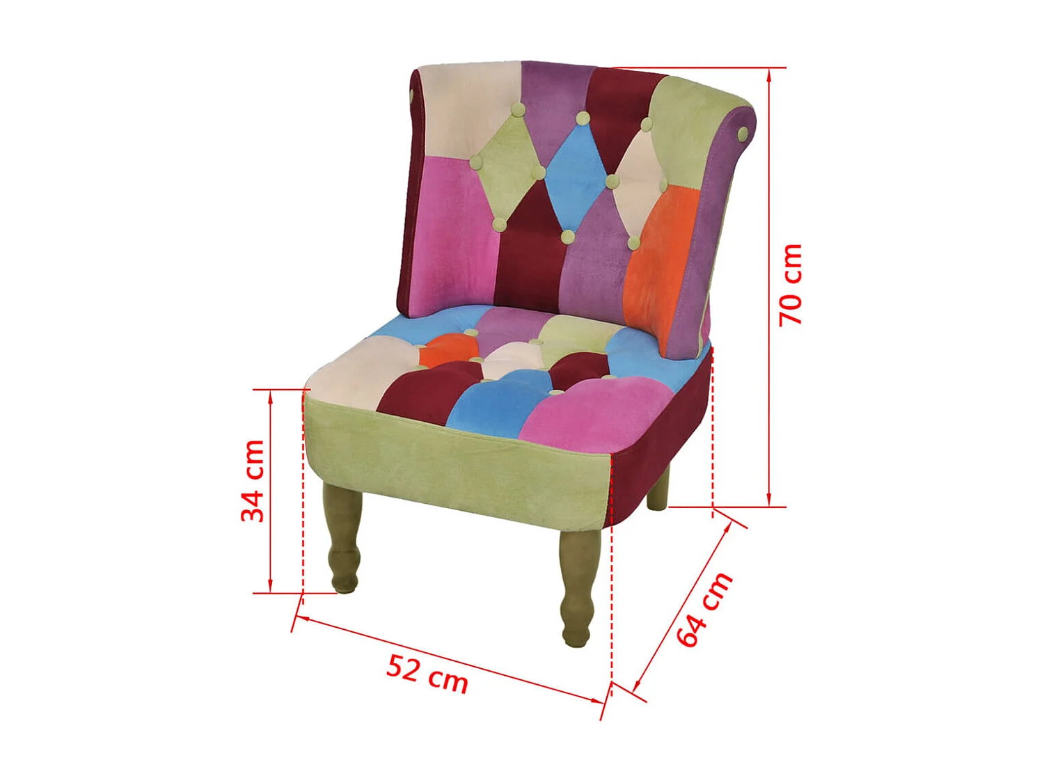 Sillón de estilo francés tela con diseño de retales Patchwork