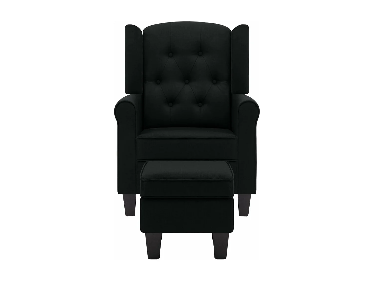 Fauteuil met voetenbankje stof zwart