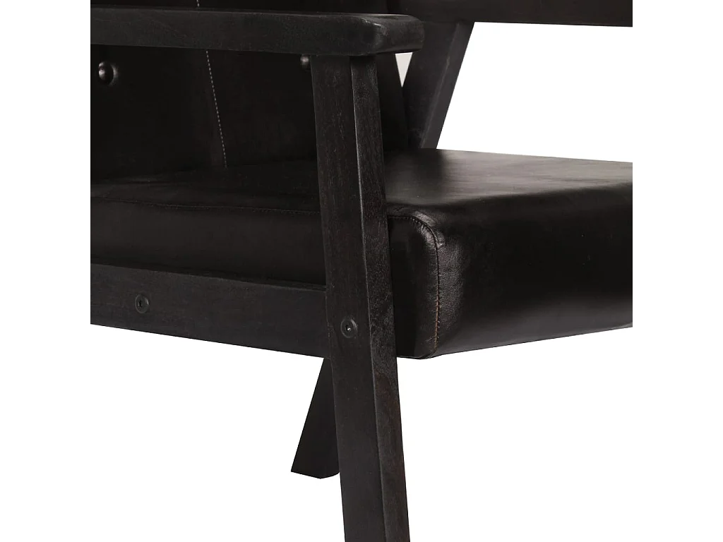 Fauteuil echt leer zwart