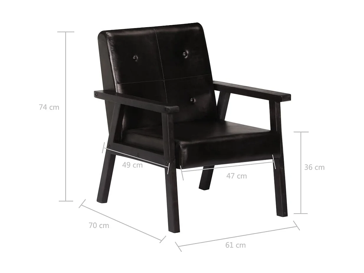 Fauteuil echt leer zwart