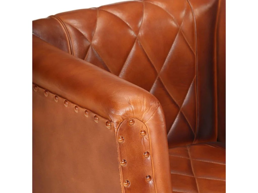 Fauteuil Marron Cuir véritable de chèvre