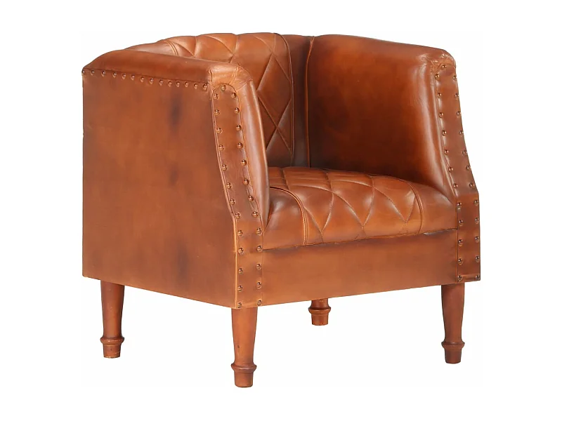 Fauteuil Marron Cuir véritable de chèvre