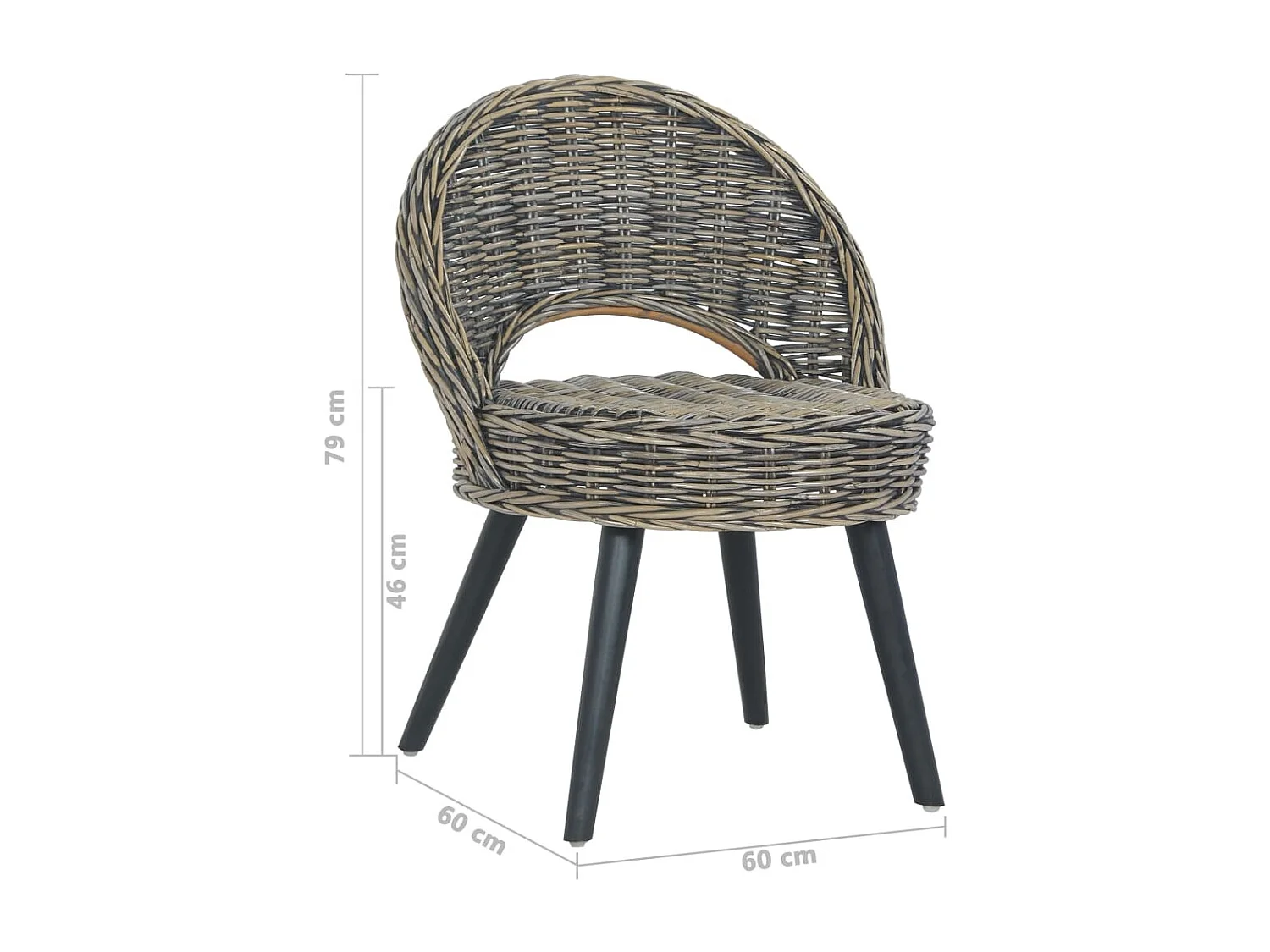 Fauteuil-fauteuil Kubu Rotin Noir