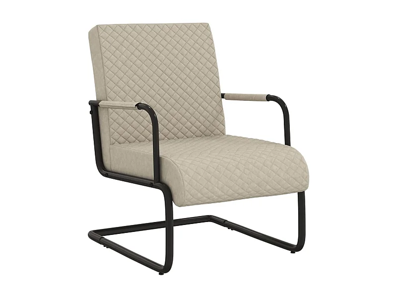 Cadeira cantilever em couro artificial cinzento-claro