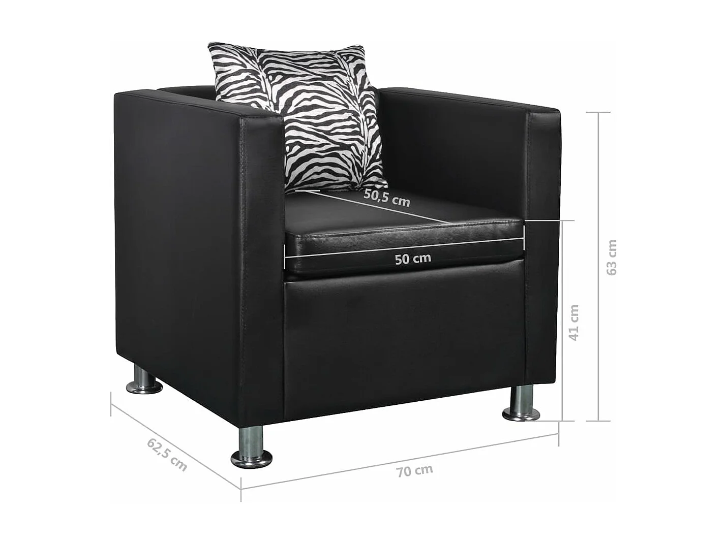 Sillón de cuero sintético negro