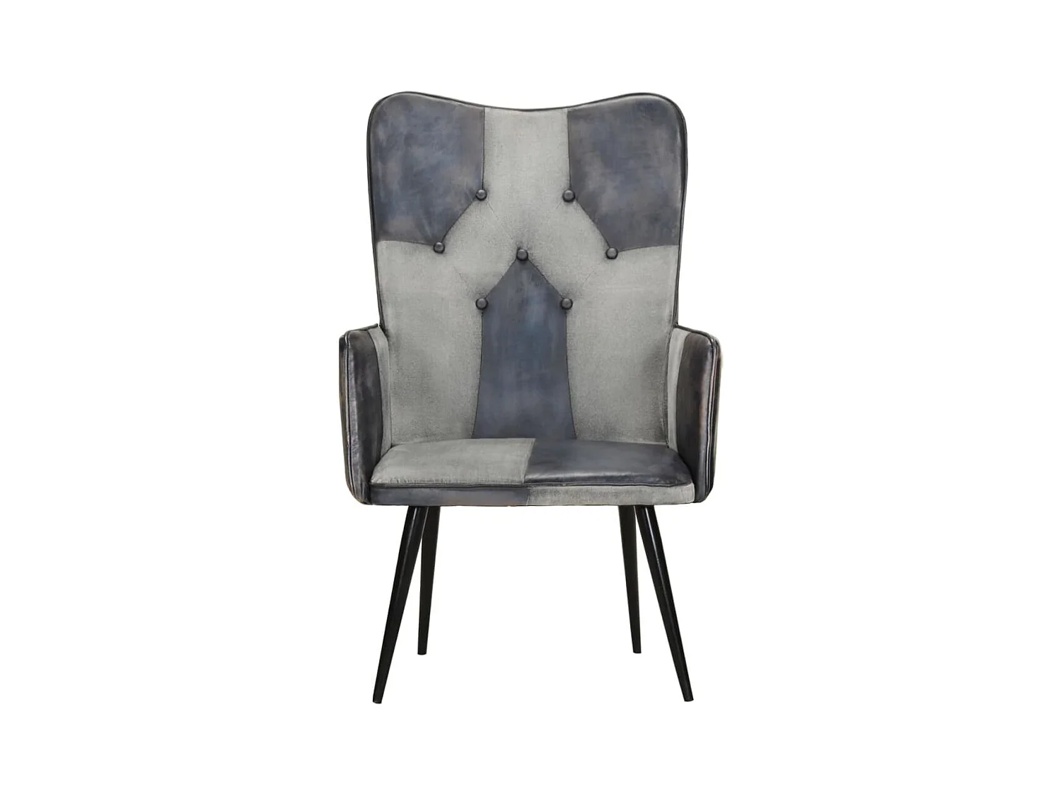 Fauteuil à oreilles Gris Cuir véritable