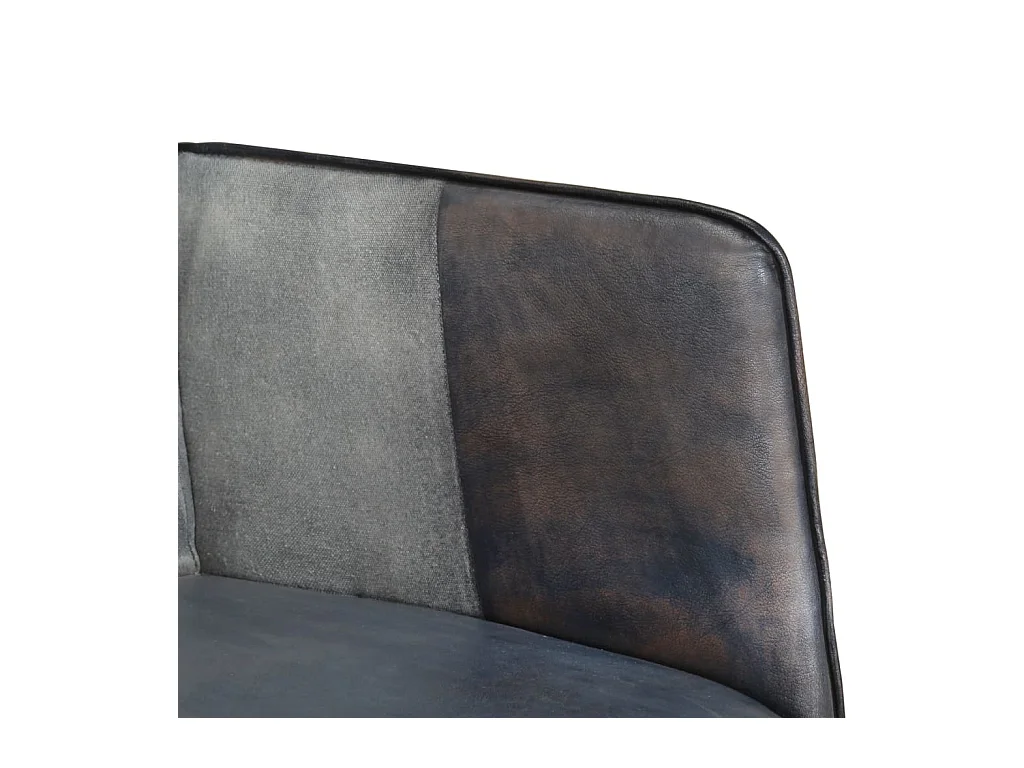 Fauteuil à oreilles Gris Cuir véritable