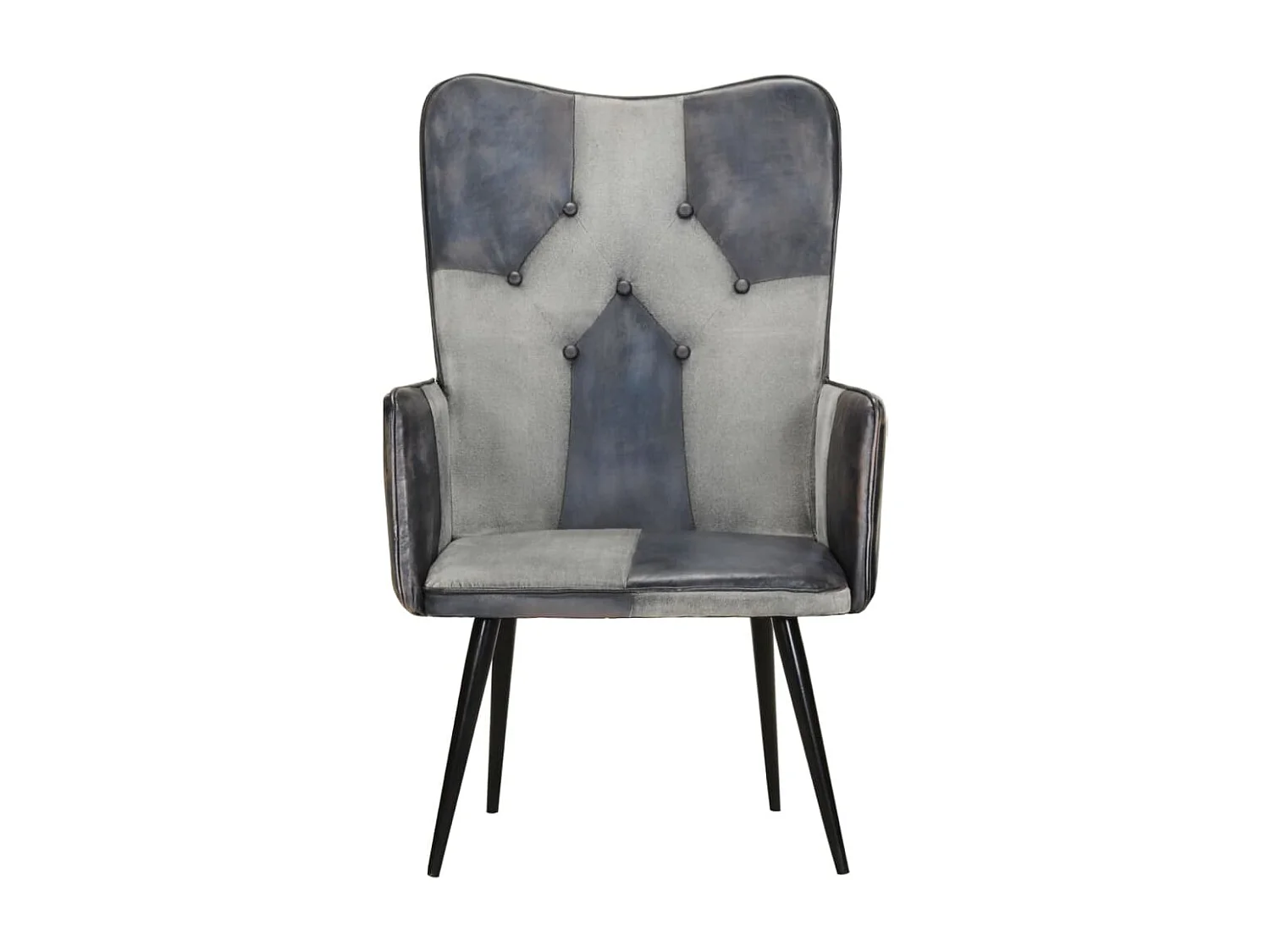 Fauteuil à oreilles Gris Cuir véritable