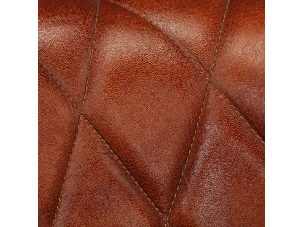 Fauteuil Marron Cuir véritable et bois de manguier massif