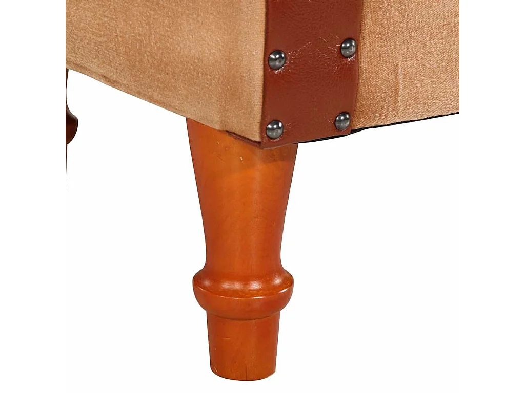 Fauteuil Marron Cuir véritable et bois de manguier massif