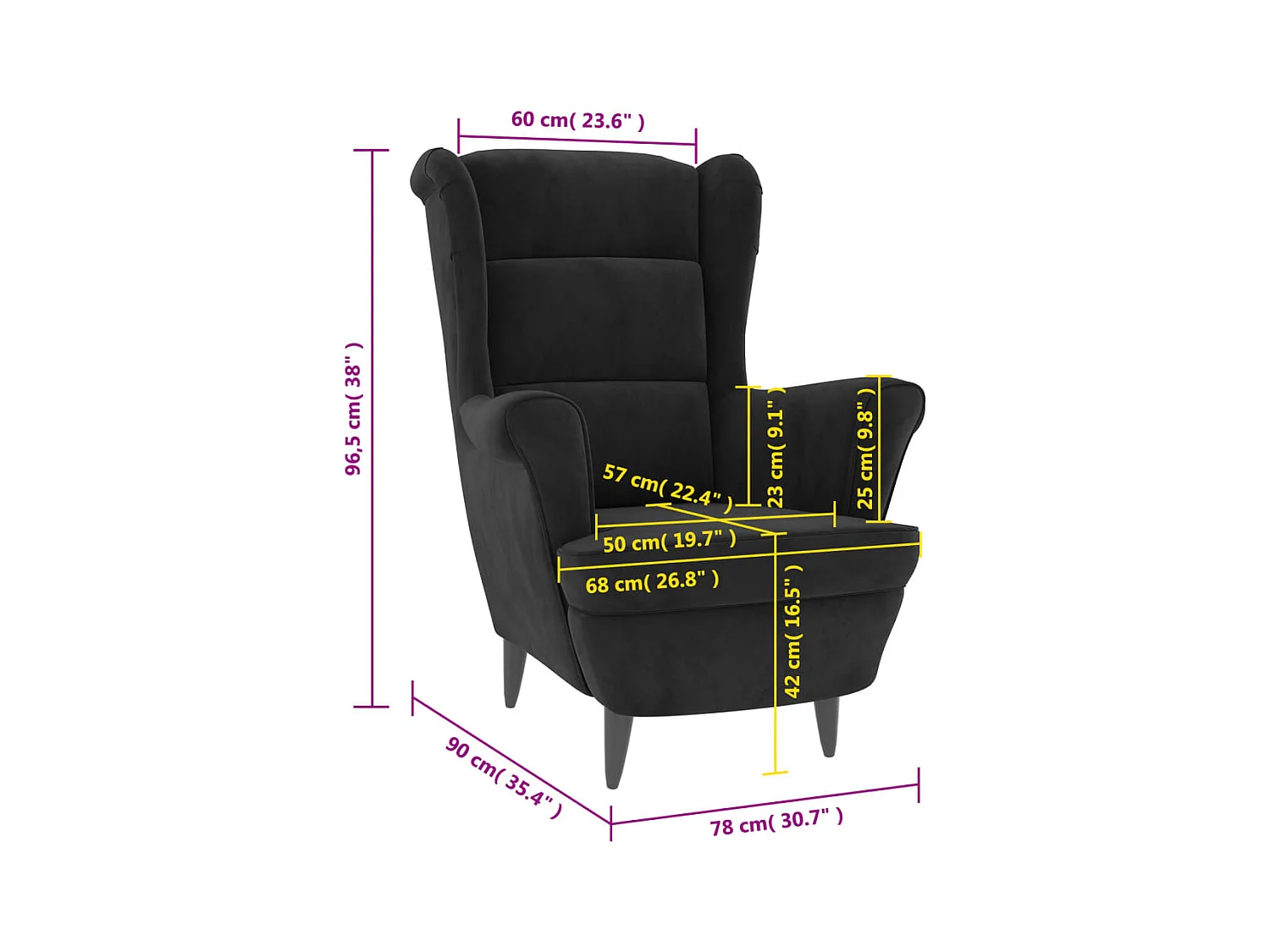 Fauteuil noir velours