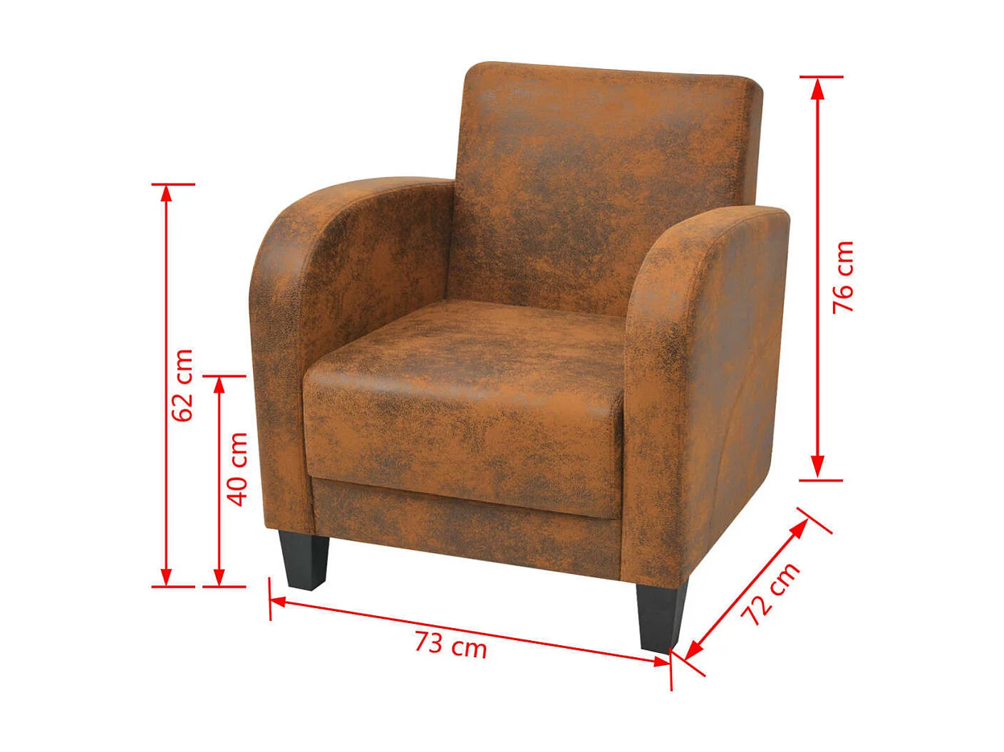 Fauteuil kunstsuède bruin