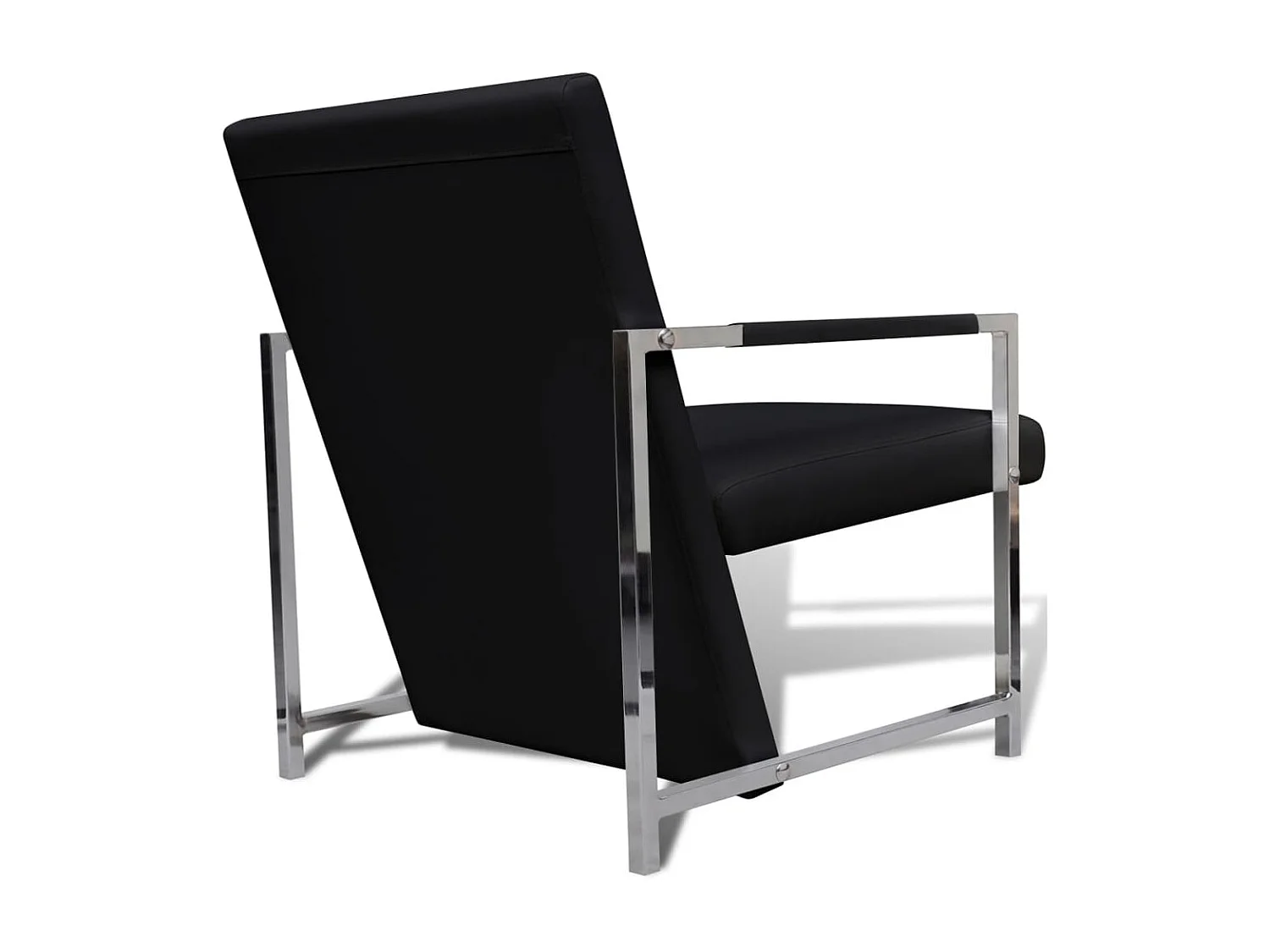 Fauteuils lot de 2 avec cadre chromé noir similicuir