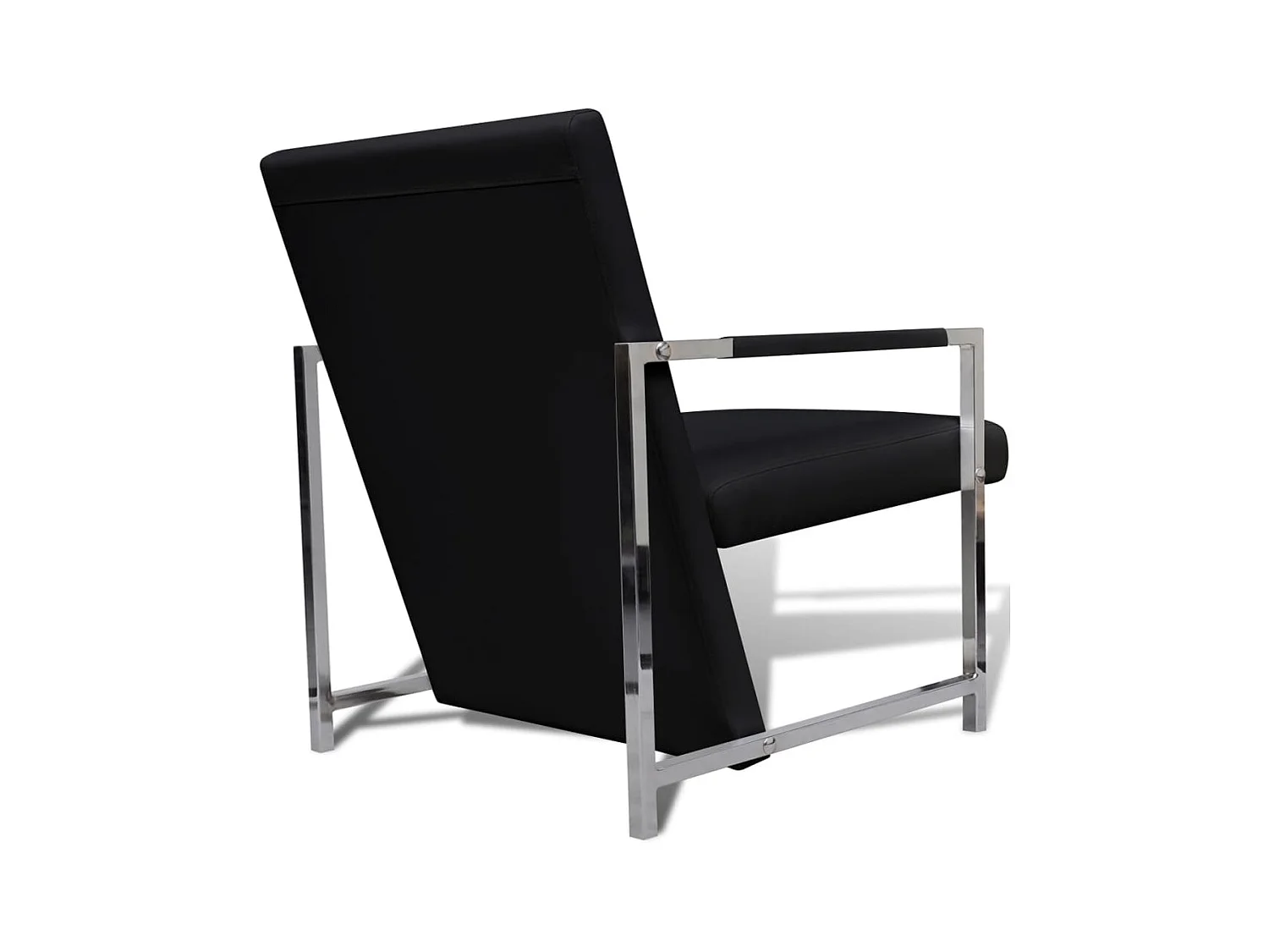 Fauteuils lot de 2 avec cadre chromé noir similicuir