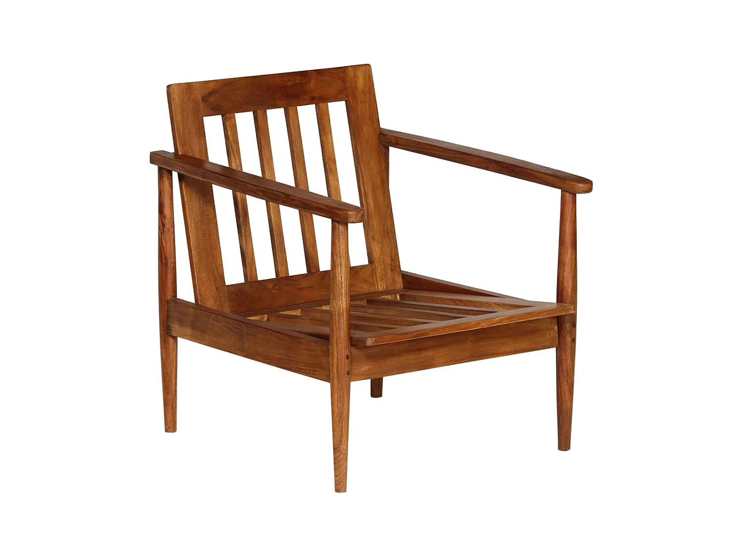 Fauteuil echt leer met acaciahout bruin