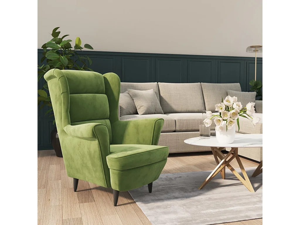 Fauteuil fluweel lichtgroen