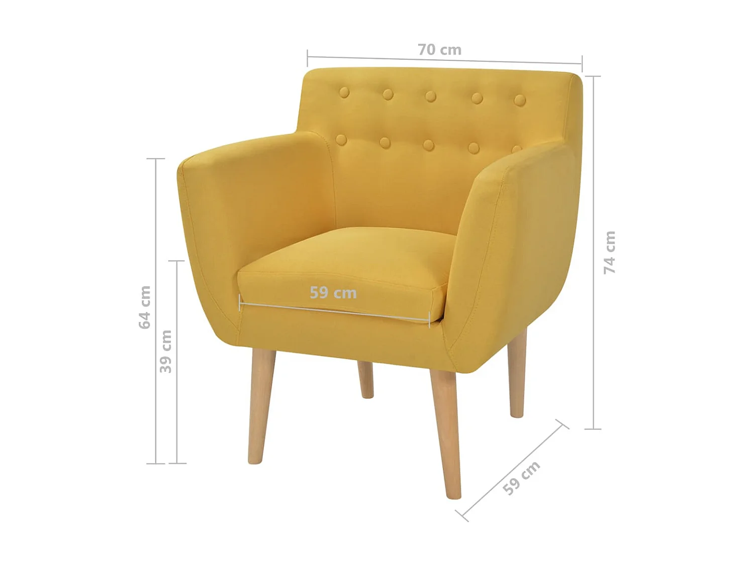 Poltrona em tecido amarelo