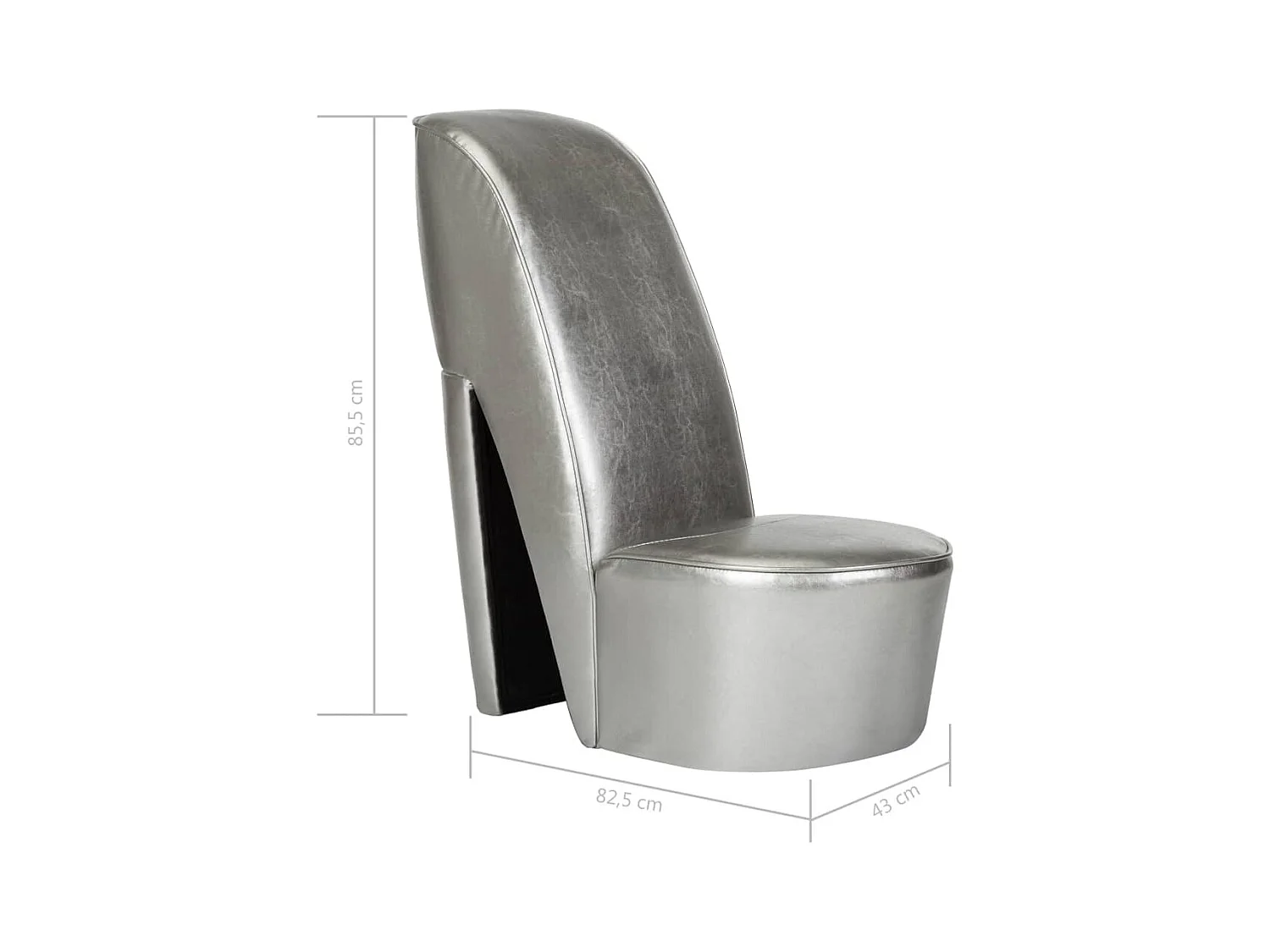 Fauteuil en forme de chaussure à talon haut Argenté Similicuir