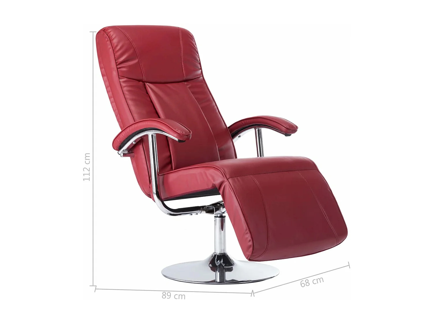 Poltrona de TV couro artificial vermelho tinto