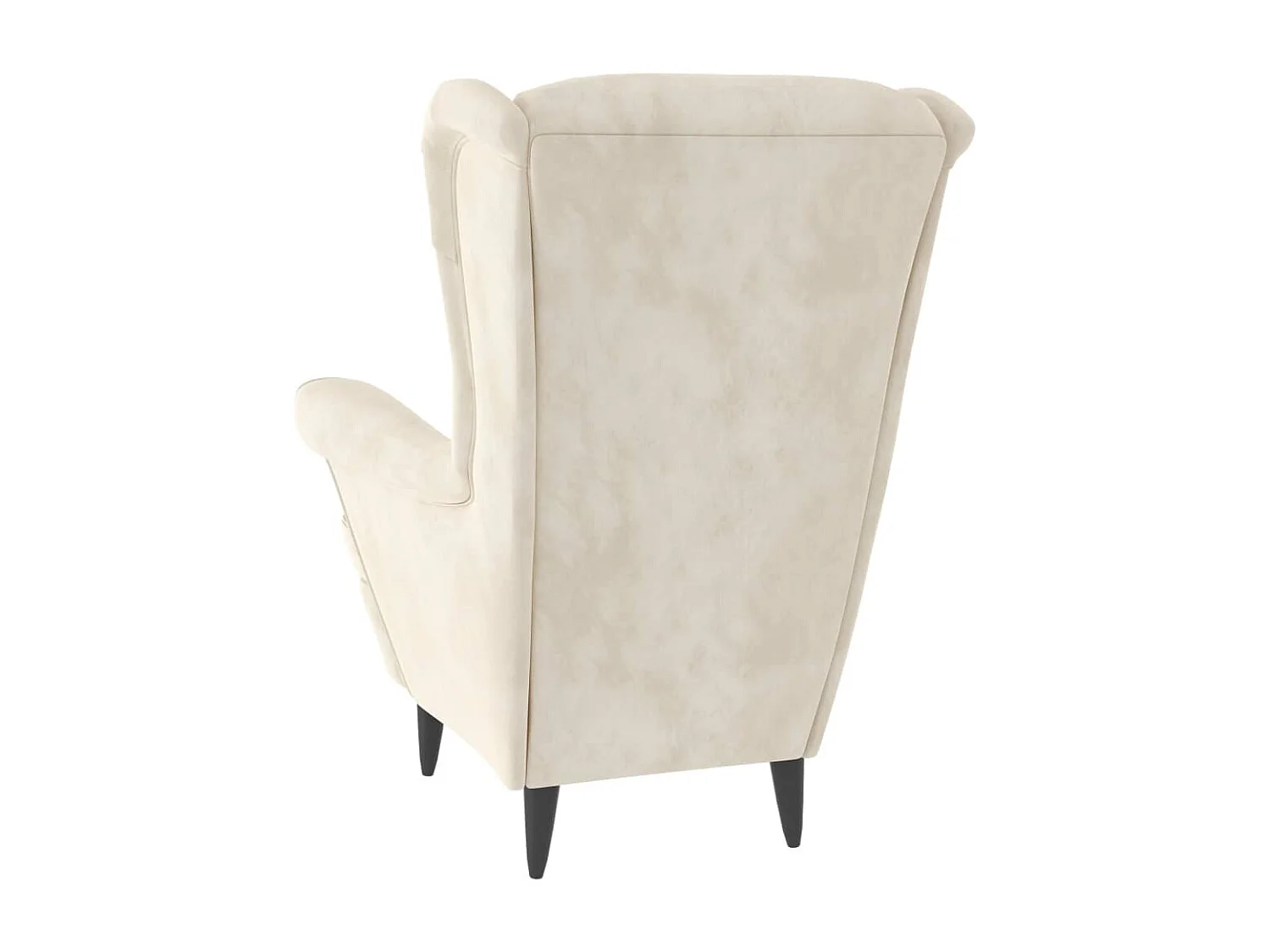 Fauteuil à oreilles avec tabouret crème velours