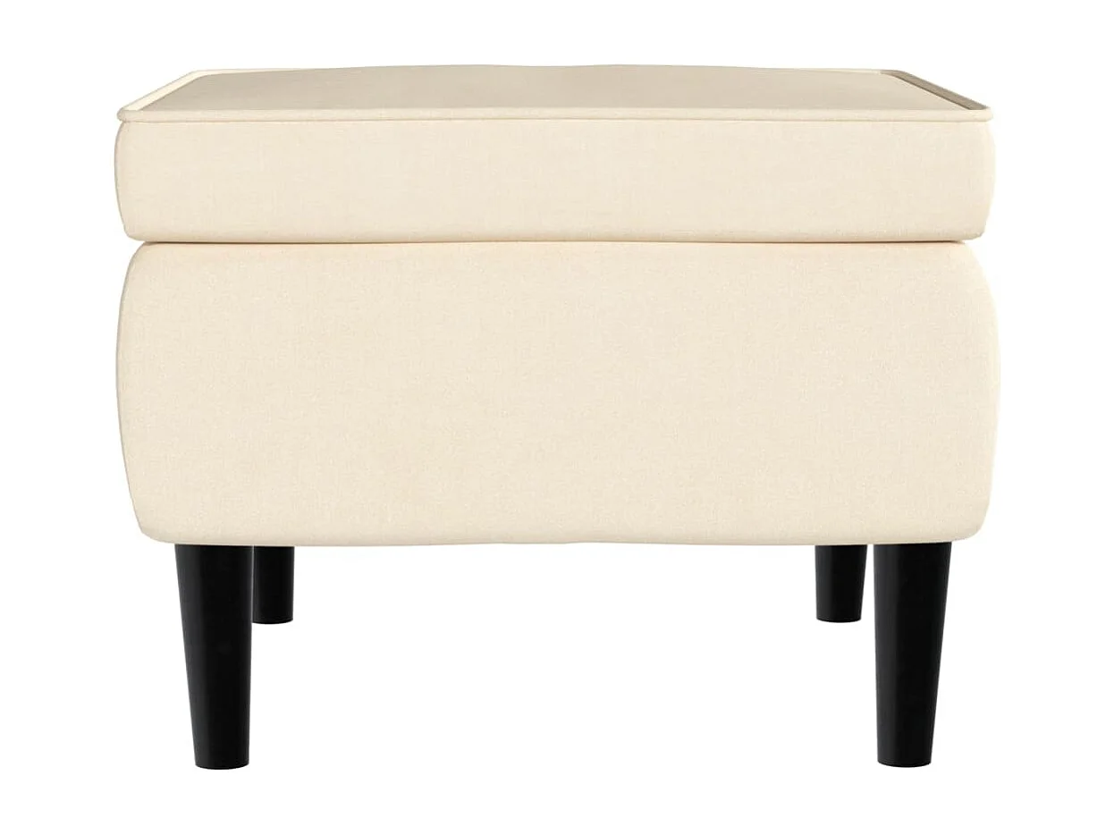 Fauteuil à oreilles avec tabouret crème velours