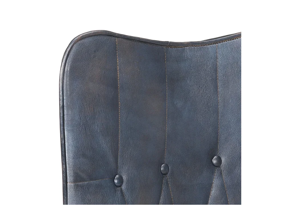Fauteuil à oreilles Gris Cuir véritable