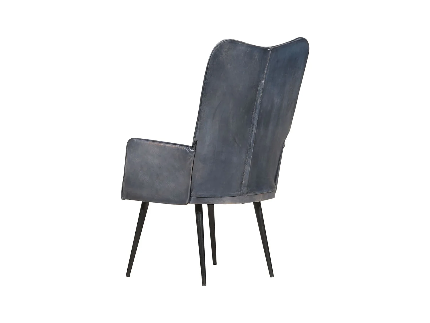 Fauteuil à oreilles Gris Cuir véritable