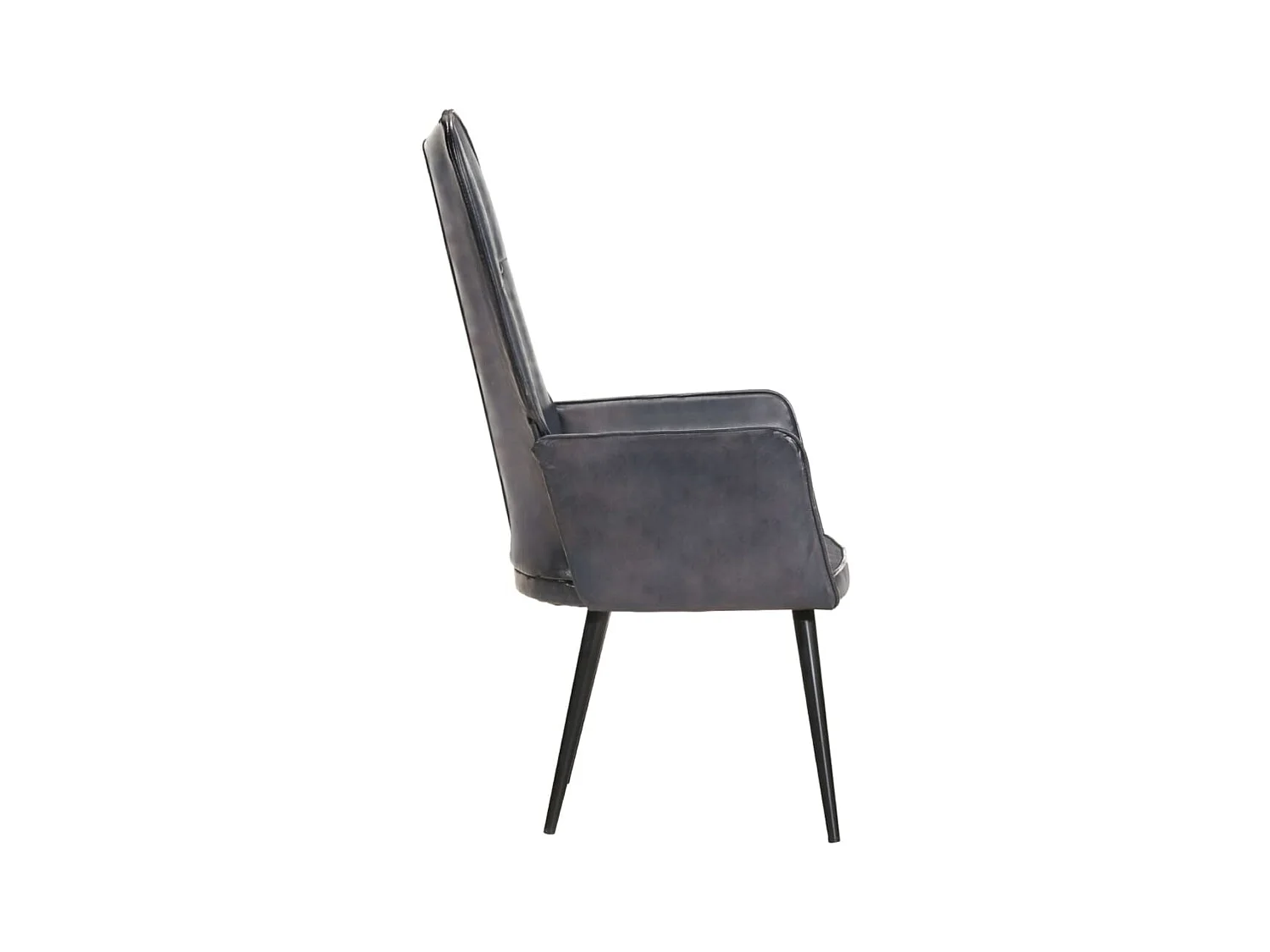 Fauteuil à oreilles Gris Cuir véritable
