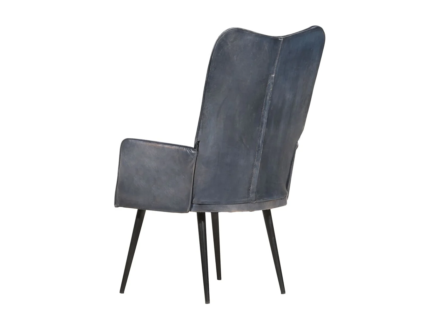 Fauteuil à oreilles Gris Cuir véritable