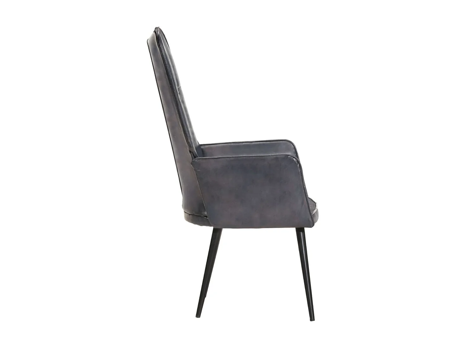 Fauteuil à oreilles Gris Cuir véritable