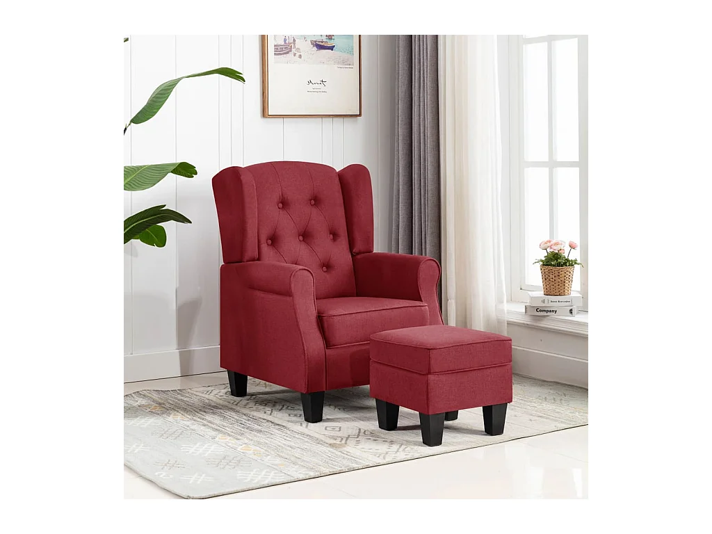 Fauteuil avec repose-pied Rouge bordeaux Tissu