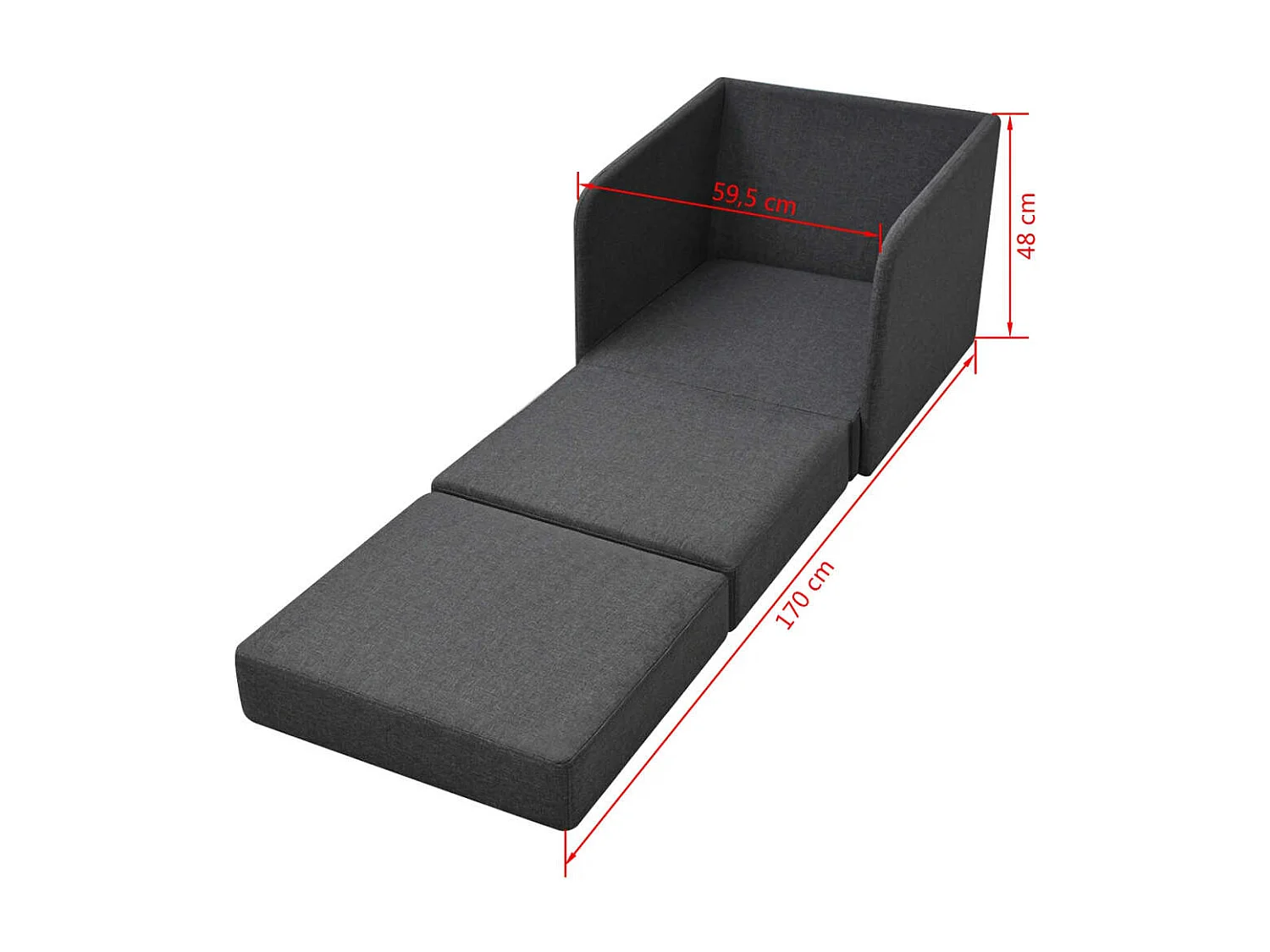 Fauteuil convertible Gris foncé Tissu