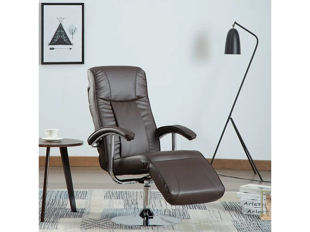 Sillón para la televisión de cuero sintético marrón