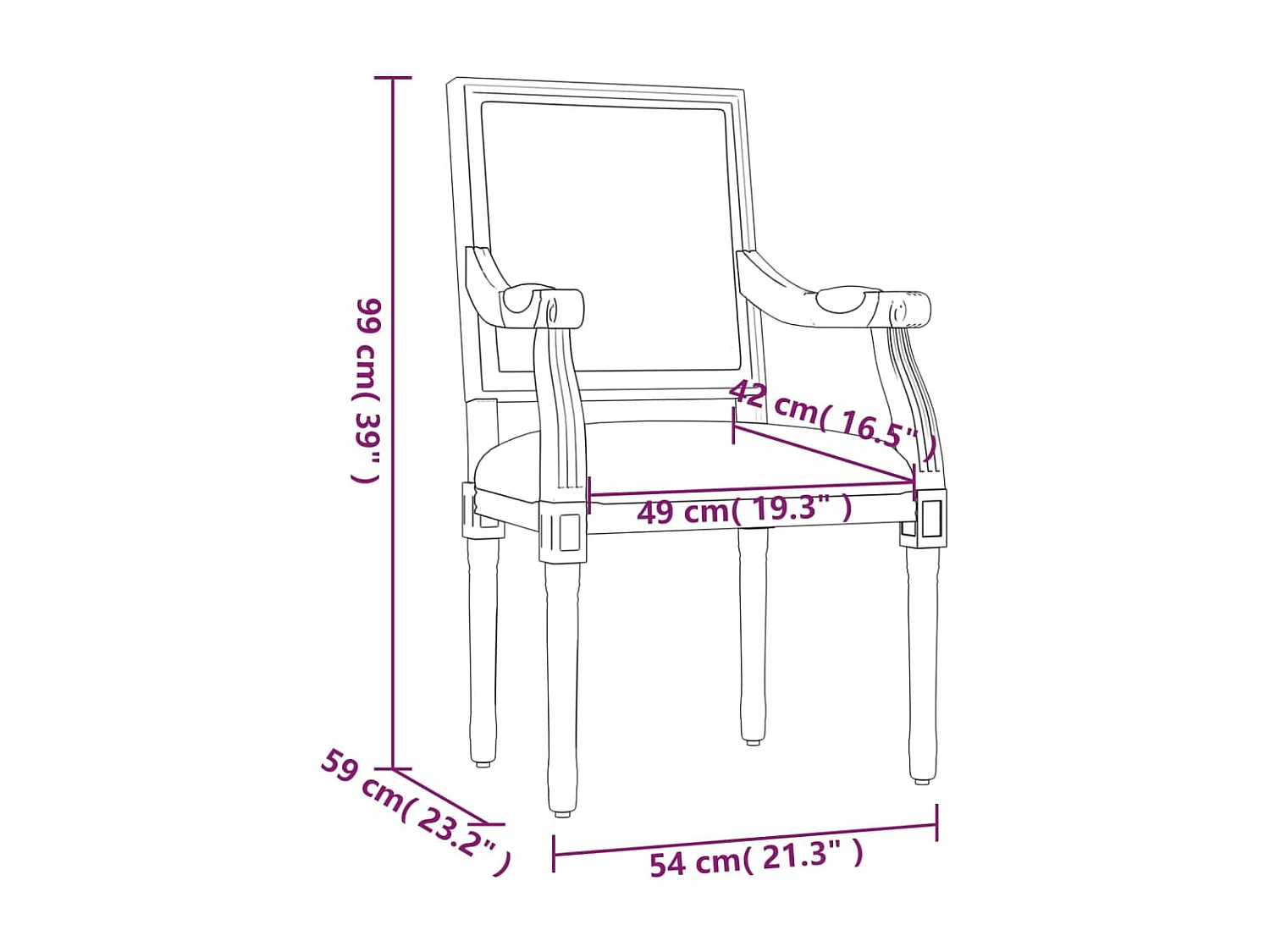 Fauteuil de fauteuil beige 54x59x99 cm lin
