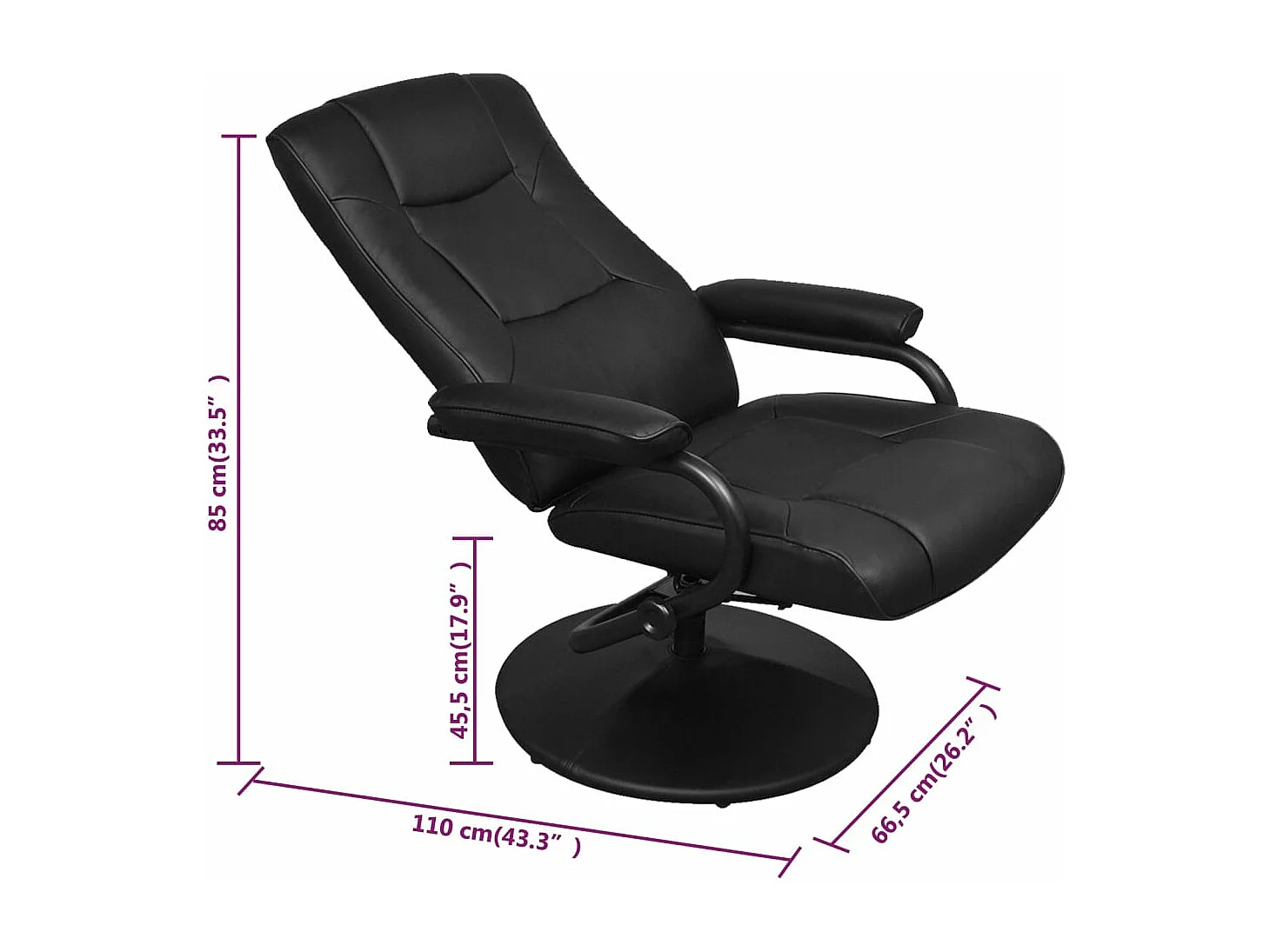 Sillón de TV con reposapiés cuero sintético sintético negro