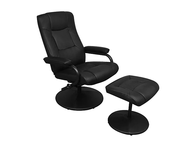 Sillón de TV con reposapiés cuero sintético sintético negro