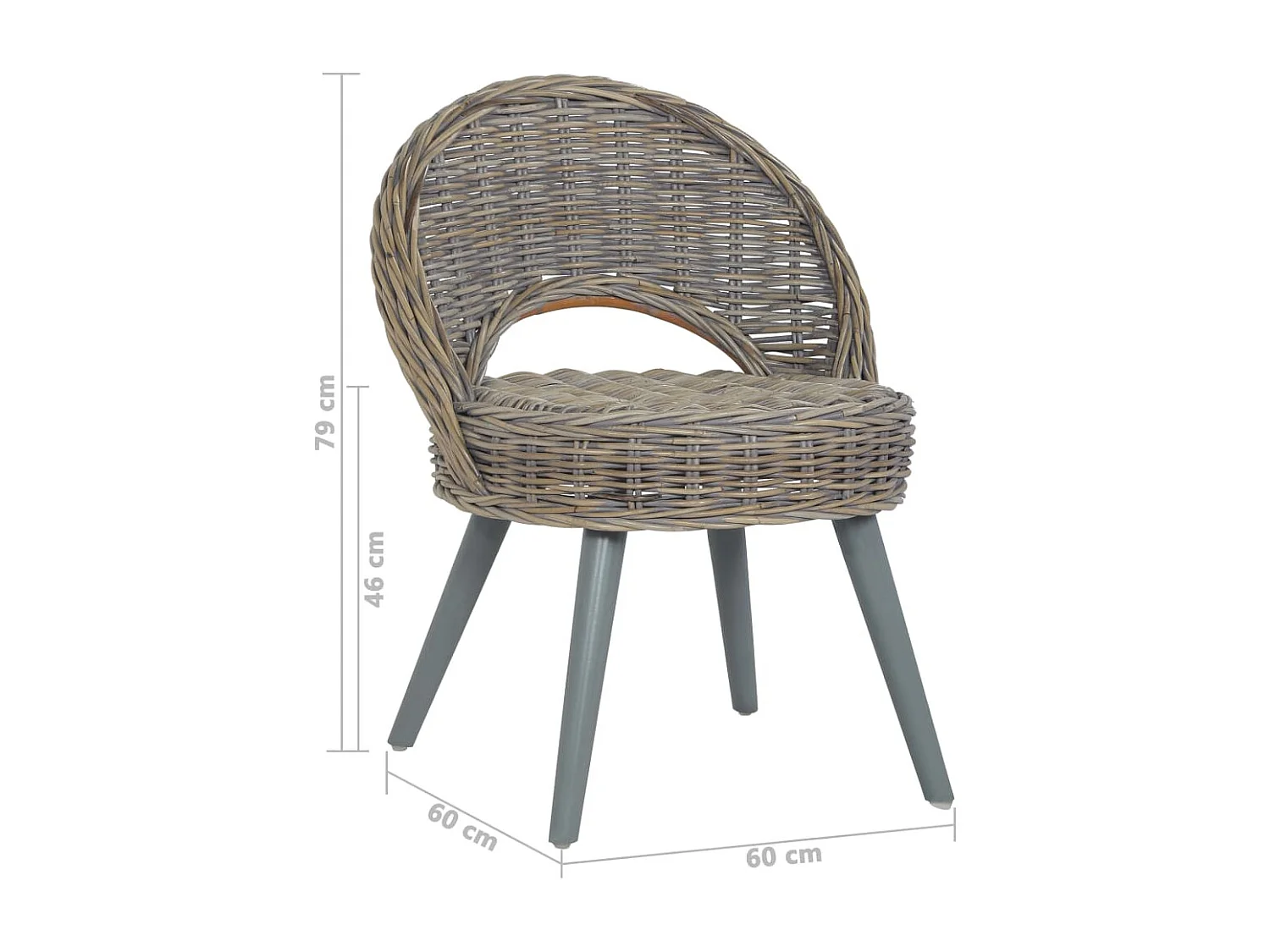 Fauteuil-fauteuil Kubu Rotin Gris