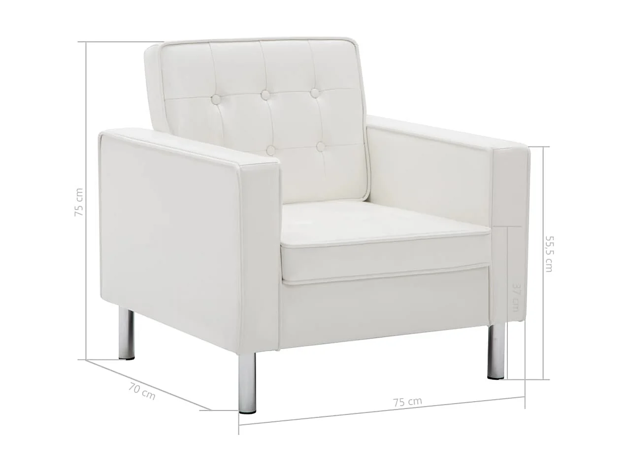 Fauteuil Wit 75x70x75 cm Kunstleer